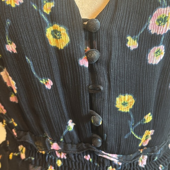 The Kooples Paris Bleu J’Espere Blue Floral Long Sleeve Ruffle Mini Dress Size 2 - Picture 14 of 15